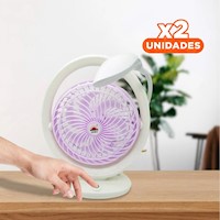 Pack2 Refrescador Recargable con Iluminacion de Mesa 3 Velocidades Lila Y+Regalo Sticker